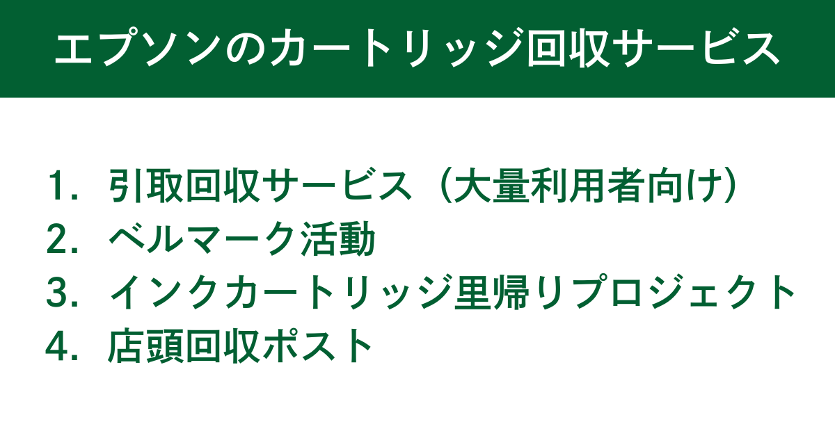 エプソンのカートリッジ回収サービス一覧